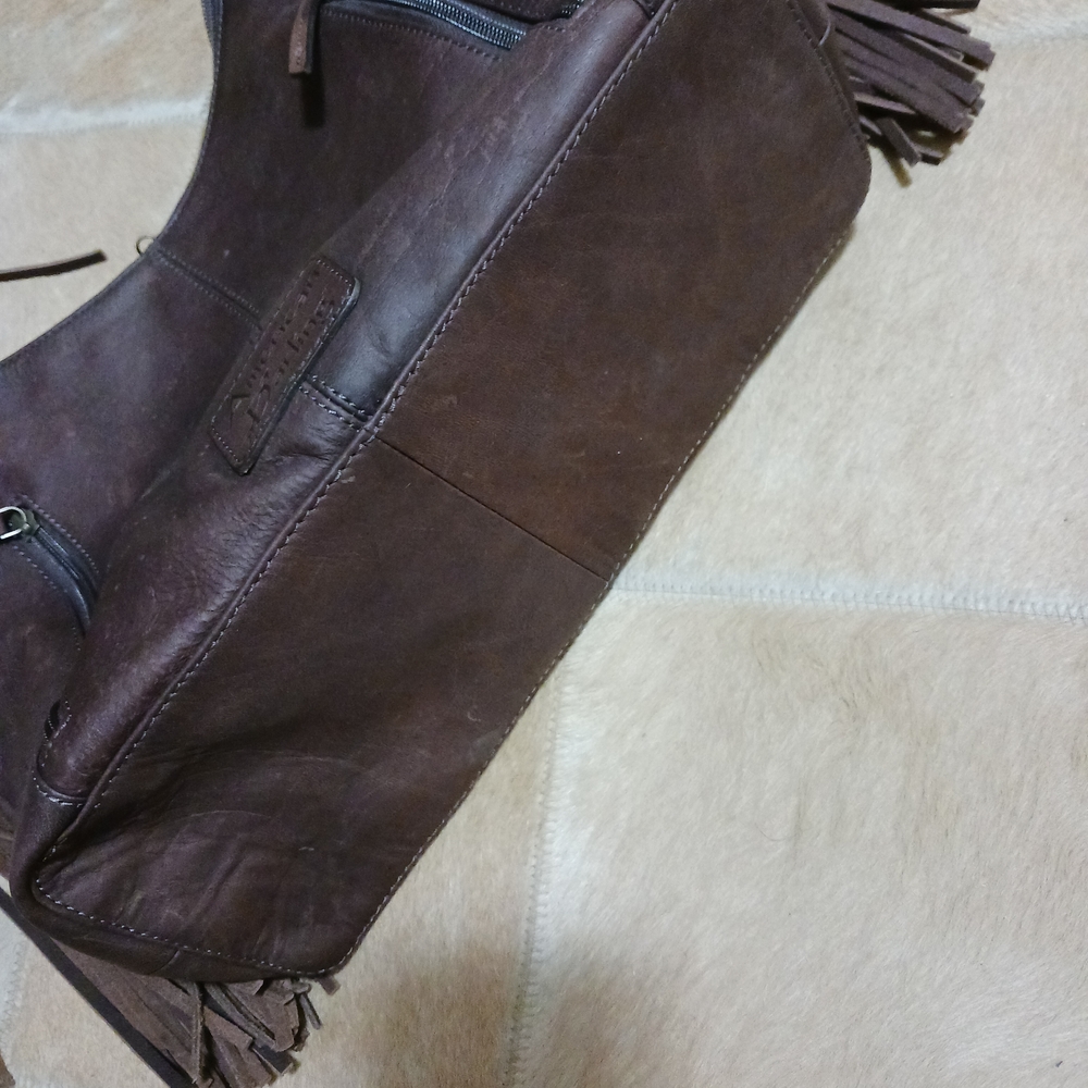 Brown Leather Fringe Shoulder Bag - Picture 4 of 5